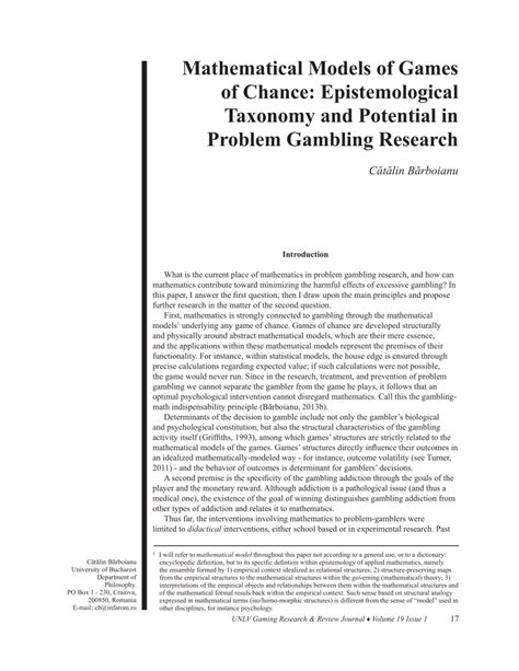 (PDF) Mathematical models of games of chance.